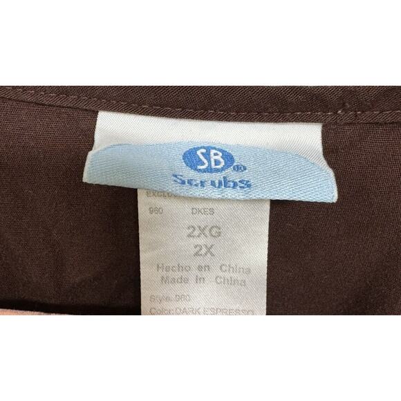 SB Scrubs 2XG XXL Dark Espresso Top Veterinary Medical Dental Polyester Cotton - Picture 3 of 5